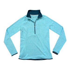 Under Armour HeatGear Women's Light Blue Quarter Zip Running Shirt Size XS
